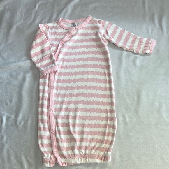 Touched by Nature - Pink and White Organic Cotton Striped Sleep Gown Pajamas - Picture 1 of 4